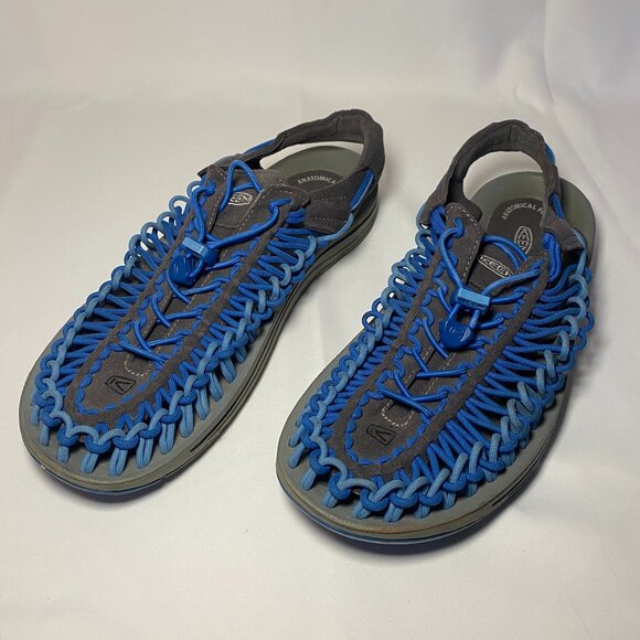 Keen Uneek Mens 10.5M Sandal Blue Aqua Paracord Bungee Outdoor Hiking Active EUC - Picture 1 of 10